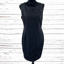 Tahari Dresses | Tahari Asl Petite Womens Sheath Dress Sleeveless Embroidered Beaded 12P | Color: Black | Size: 12P