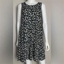 American Eagle Outfitters Dresses | American Eagle Womens Floral Baby Doll Mini Dress Size Med | Color: Black/Blue | Size: M
