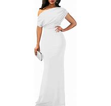 Women's Sexy Off Shoulder Bodycon Maxi Dresses Casual Short Sleeve Mermaid Club Party Long Dress