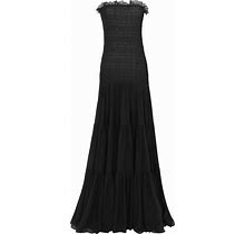 Saint Laurent - Strapless Smocked Gown - Women - Silk - 38 - Black