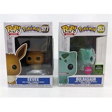 Funko Pop Pokemon Bulbasaur 453 Flocked & Eevee 577 Set Of 2