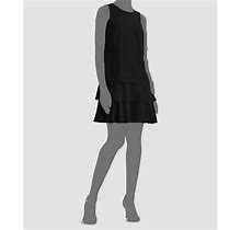 $145 Ralph Lauren Women's Black Sleeveless Jewel Neck Tiered Mini Dress Size 4