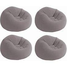 Intex 27 in. Inflatable Contoured Corduroy Beanless Bag Lounge Chair, Gray (4-Pack)
