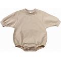 Baby Boy Romper Toddler Girls Boys Soild Cute Sweatshirt Jumpsuit Tops Clothes Boys' Jumpsuits Khaki 18