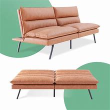 Opoiar Bed Memory Foam Sleeper Sofa Couches Convertible Futon Sets For Living Room With Mattress Included, Adjustable Backrests, Brown Sofabed,