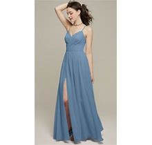 Bridesmaid Dusty Blue Dress By Aw Wilfreda Dress Size 12 Chiffon,
