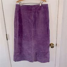 Chadwicks Skirts | Chadwick's Purple Suede Leather Maxi Skirt With Back Slit Size 14 | Color: Purple | Size: 14