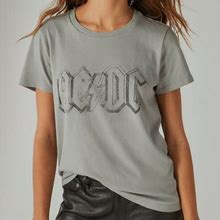 Lucky Brand Acdc Crew Tee - Women's Clothing Tops Shirts Tee Graphic T Shirts In Neutral Grey, Size XL