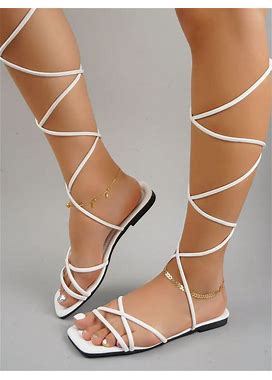 Women's Casual Resort Style Strappy Flat Sandals,CN38
