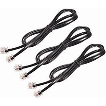 Uxcell Phone Extension Cord 3.28ft Telephone Cable Phone Line Cord Rj11 6P4c Plugs Black 3Pcs