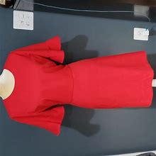 Loft Dresses | Ann Taylor Loft Red Flutter Sleeve Dress Sz 14P | Color: Red | Size: 14P