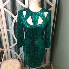 Nite Lines Dresses | Vtg 80S/90S Sequined Bodycon Cocktail/Party Dress | Color: Green | Size: 8