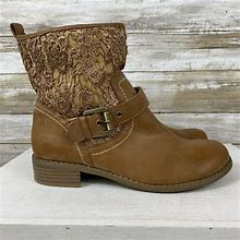 G By Guess Shoes | G By Guess Gaydan Boots Tan W/Embroidered Uppers Size 6 m | Color: Tan | Size: 6