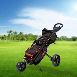 3 Wheel Golf Buggy / Push Cart Foldable W/Scorecard & Foot Brake-Black