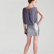 Aqua Dresses | Aqua Dresses Sequin Sheer Mini Dress | Color: Gray | Size: 8