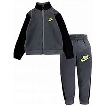 Nike Just Do It Full Zip Two-Piece Track Set Baby Boys Active Tracksuits Size 4T, Color: Grey/Black