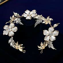 Handmade Gold Brides Hairbands Bridal Pearls Hair Accessories Crystal