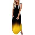 Honhuzh Womens Clearance Under $10 Dresses,Maxi Dresses Summer Casual Beach Pockets Long Dress
