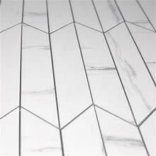Abolos Nature Carrara White/Matte 3-In X 12-In Matte Glass Chevron Marble Look Wall Tile (16.2-Sq. Ft/ Carton) | LWSWTJSET-CW