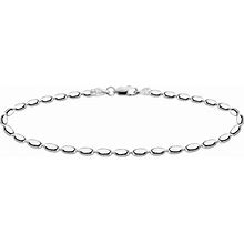 Savlano 925 Sterling Silver Oval Rice Bead Strand Chain Anklet For Women & Girls - Made In Italy Comes With A Gift Box