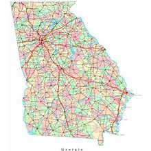Georgia State Map City Road Atlanta Vivid Imagery Laminated Poster Print-20 Inch By 30 Inch Laminated Poster With Bright Colors And Vivid Imagery