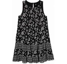 MSK Women's Size Woven Halter Neck Black White Dress With Tiered Hem-Plus, 24W