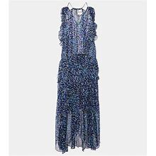 Marant Etoile, Fadelo Printed Muslin Midi Dress, Women, Blue, US 6, Dresses, Viscose