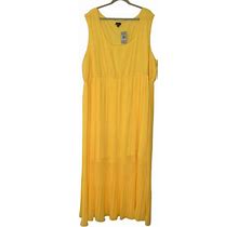 Torrid Yellow Sleeveless Maxi Dress 60" Length Accordian Pleat Chiffon