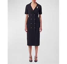 Carolina Herrera Double Breasted Wool Midi Dress, Black, Women's, S, Casual & Work Dresses Wool Dresses