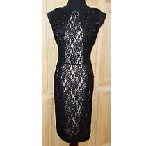 Ralph Lauren 1Nrb Black/Blush Stretch Sequin Lace Sheath Dress, 8R - $184