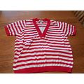 Cathy Daniels Red& White Striped Short Sleeved Sweater Womens's Sz 1X