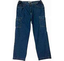Duke Haband Elastic Waist Panels Mens Blue Jeans 36-38 X 29 Cargo Pockets 38m