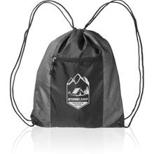 Grey Custom Printed Drawstring Backpacks With Zipper Pocket (Grey - Sample)