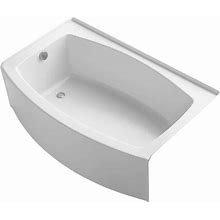 KOHLER 1100-LA-0 Expanse 60" X 32" Acrylic Alcove Bathtub With Left-Hand Drain, Compact Design Soaking Tub, White