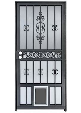 Grisham Deluxe Steel Security Door,36×80Inch Iron Security Storm Door Conveys W/ Dog Door Metal | 80 H X 36 W X 2 D In | Wayfair