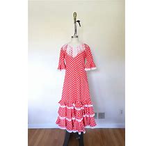 Vintage 1960S Fringe Llayered Polka Dot Carnival Dress