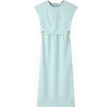 St. John - Gathered Stretch-Cady Midi Dress - Women - Polyester/Elastane/Polyester - 6 - Blue
