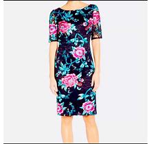 Eliza J Dresses | Eliza J Floral Embroidery Lace Bodycon Black Dress | Color: Black/Pink | Size: 8