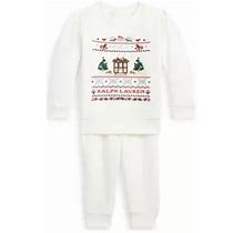 Ralph Lauren Childrenswear Baby Girls Fleece Graphic Sweatshirt And Pants Set, 6 Months, Cotton