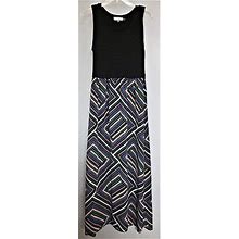Auth Calvin Klein Knit Sheer Long Printed Dress Preowned Multicolor Sz