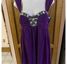 Purple Mini Empire Beaded Dress L | Color: Purple | Size: L