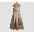 $398 Kay Unger Women's Pink Metallic Floral Sleeveless A-Line Dress Size 6