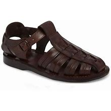Jerusalem Sandals Men's Barak Leather Closed Toe Sandal - Brown - Leather Sandals Size EU 40