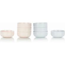 Everything Kitchens Modern Flat 8-Piece Bowl Set | Soft Pink & Stone Gray