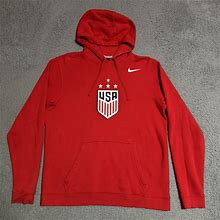 Nike Hoodie Men Medium Red USA Soccer World Cup Club Fleece Sweatshirt