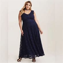 Torrid Dresses | Torrid Navy Lace Maxi Dress Sz 3 3X | Color: Blue | Size: 3X