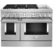 Kitchenaid KFGC558J 48 Inch Wide 6.3 Cu. Ft. Free Standing Gas Range With Three-Level Convertible Grates Stainless Steel Cooking Appliances Ranges Gas