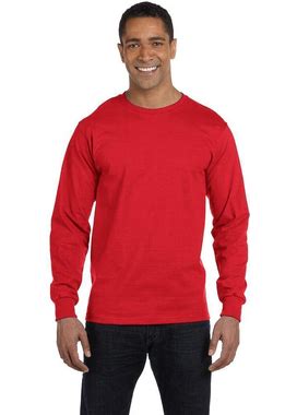 Hanes 5286 Men's 5.2 Oz. Comfortsoft Cotton Long-Sleeve T-Shirt In Red Size Medium