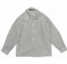 Long Sleeve Button Down Shirt: Gray Print Tops - Size 3Toddler