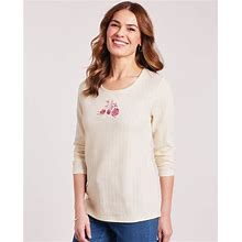 Blair Women's Embroidered Pointelle Top - Ivory - 2XL - Womens